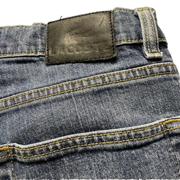Lacoste Mens 26US Wash Denim Jeans Relaxed Straight Fit Black Label Logo - Picture 9 of 15